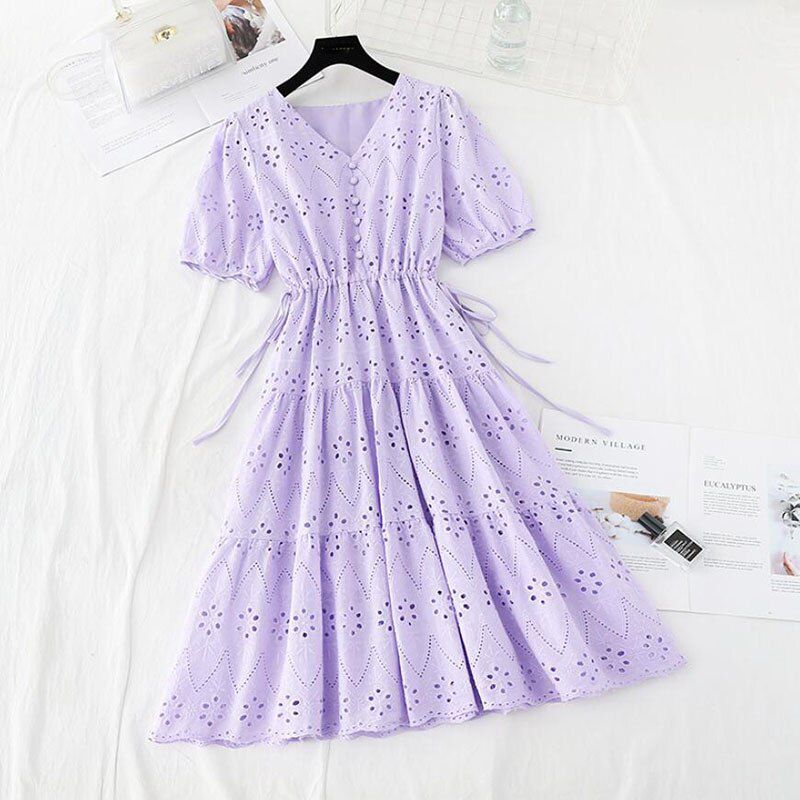 2021 Summer White Long Dress Casual V-neck Cotton Linen Vestidos Women Short Sleeve Sundress Ruffle Vintage Dresses