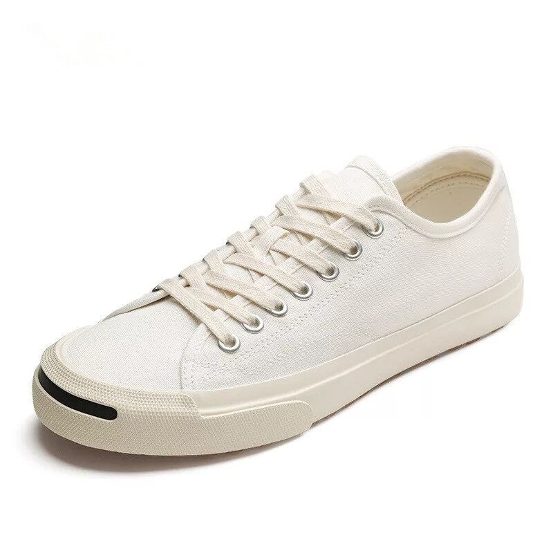 high quality  new men open smile canvas shoes classic black Korean version of the trend of wild casual shoes smiley vulcanized shoes boy shoes