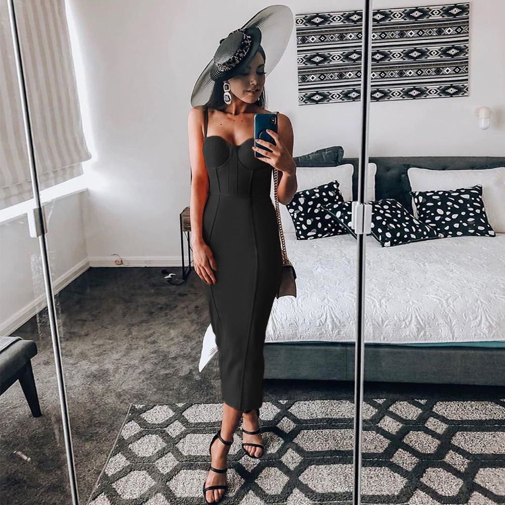 Bandage Dress evening summer women's long maxi bodycon dress ribbed orange red black party dress club birthday outfits
