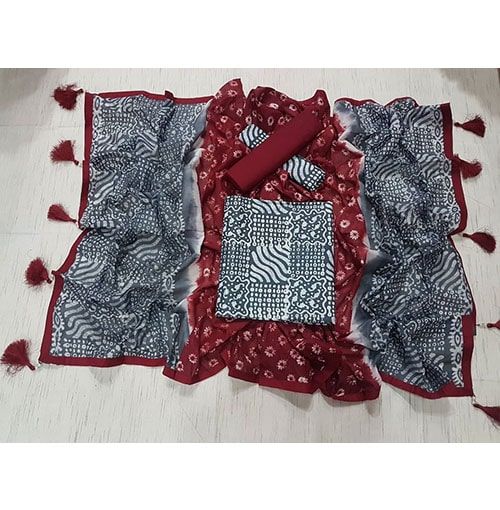 Multicolor Bexi-Voile High quality Vegetable Batik Print Three Piece  NF723