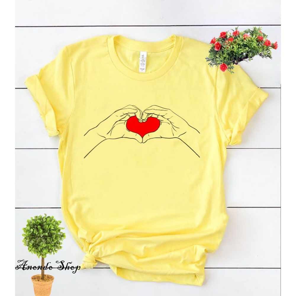 Love heart half sleeve Light Yellow T-Shirt For Men
