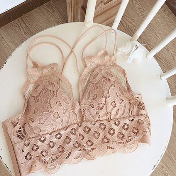 Only a bra ,floral hollow out Brassiere,  wire free women  bralette comfortable underwear lingerie pullover bra