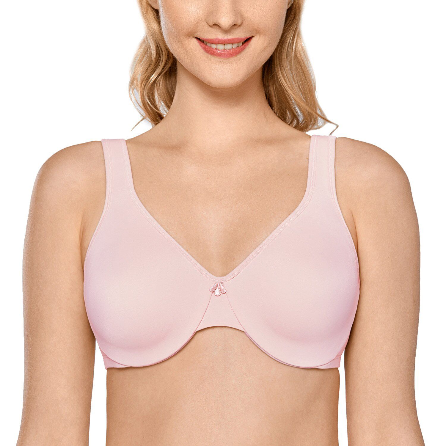Women's Smooth Full Figure Large Busts Underwire Embroidery Seamless Minimizer Bra Plus Size