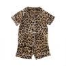 Kid Leopard Print Ice Silk Paja Short-sleeved Lapel Two-piece Home Sleepwear