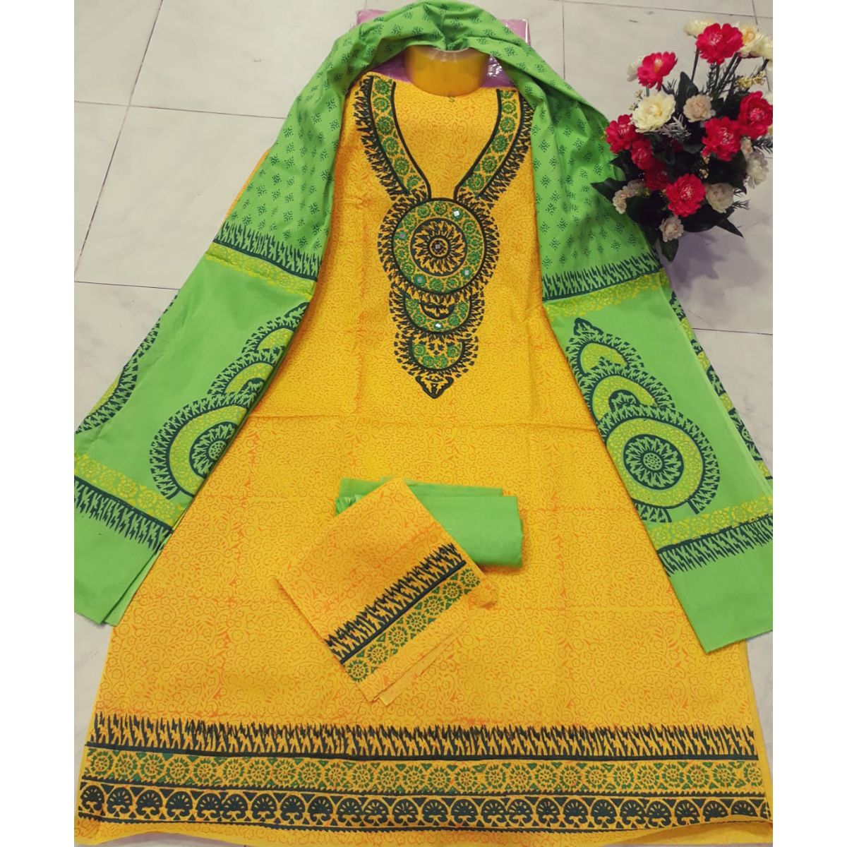 Unstitched Cotton Exclusive, Fashionable, Stylish and Comfortable, High Quality screen and Block Printed Three Piece for Women