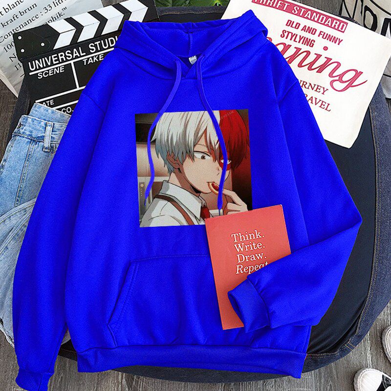 Japan Anime My Hero Academia Shoto Todoroki kawaii Printed Hoodies Men Harajuku Cartoon Oversized Streetwear Winter Sweatshirts