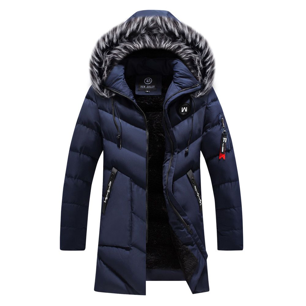 Winter Overcoat Mens Long Sleeve Collar Thick Warm Men Parka Coat Outerwear Hooded Windbreaker Cotton Padded Male Jacket