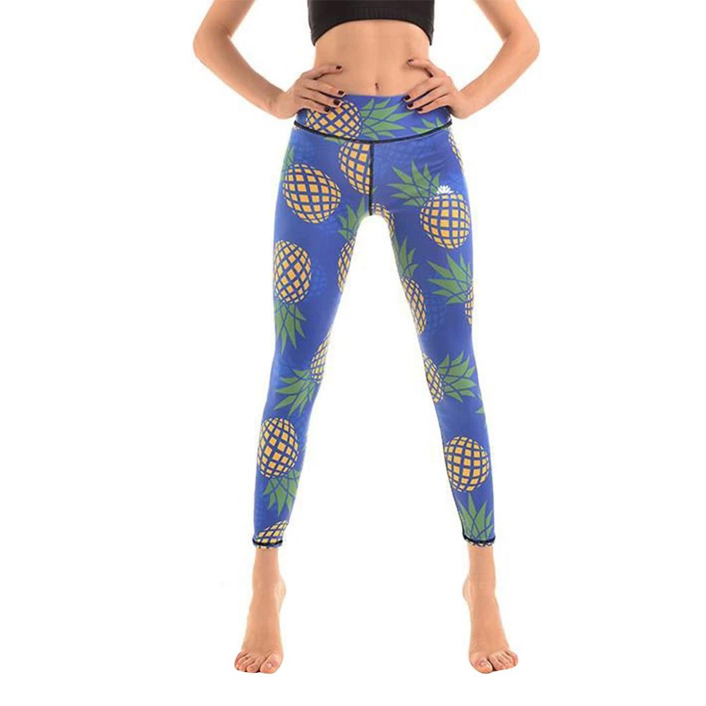 Women Fruit Printed Leggings Pants, Seamless High Waist Yoga Fitness Pants Butt Lift Tights