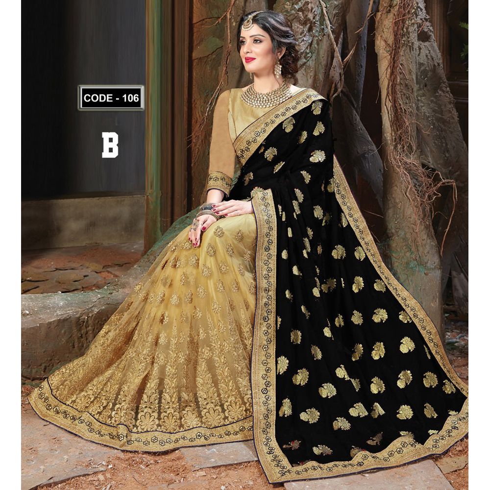 New High Quality Embroidary Georgette Saree For Women-106-B