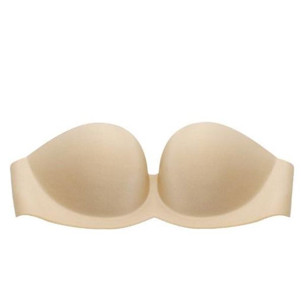 Women Invisible Strapless Bra Solid Wire Free Seamless Lingerie 1/2 Cup Push Up Backless Brassiere