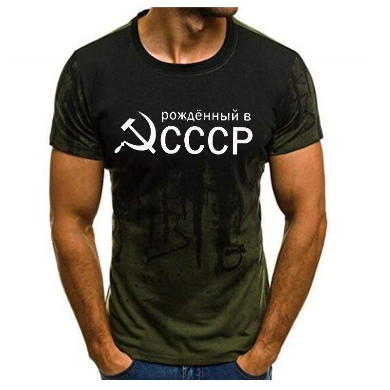 New Mens T-Shirt Summer CCCP Russian T Shirts Men USSR Soviet Union Man Short Sleeve Tshirt Moscow Mens Tees O Neck Tops S-6XL