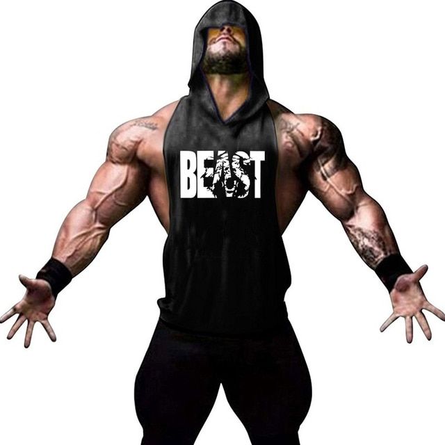 Brand Workout Clothes Fitness Men's Hooded Cotton Cotton Vest Men's Fitness Mesh Vest Fitness Sweatshirt Sleeveless Top