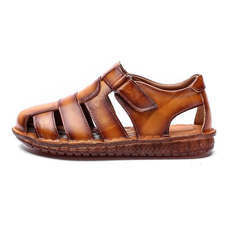 High Quality  Leather Men Sandals Breathable Outdoor Beach Men Roman Sandals Casual Men's shoesqp09