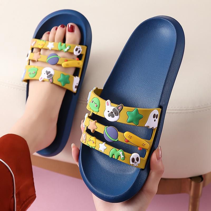 Cute Women Men Slippers Summer Slides Cartoon Bear Fruits Home Indoor Thick Soled Sandals Ladies Couples Bathe Shoes Flip Flops