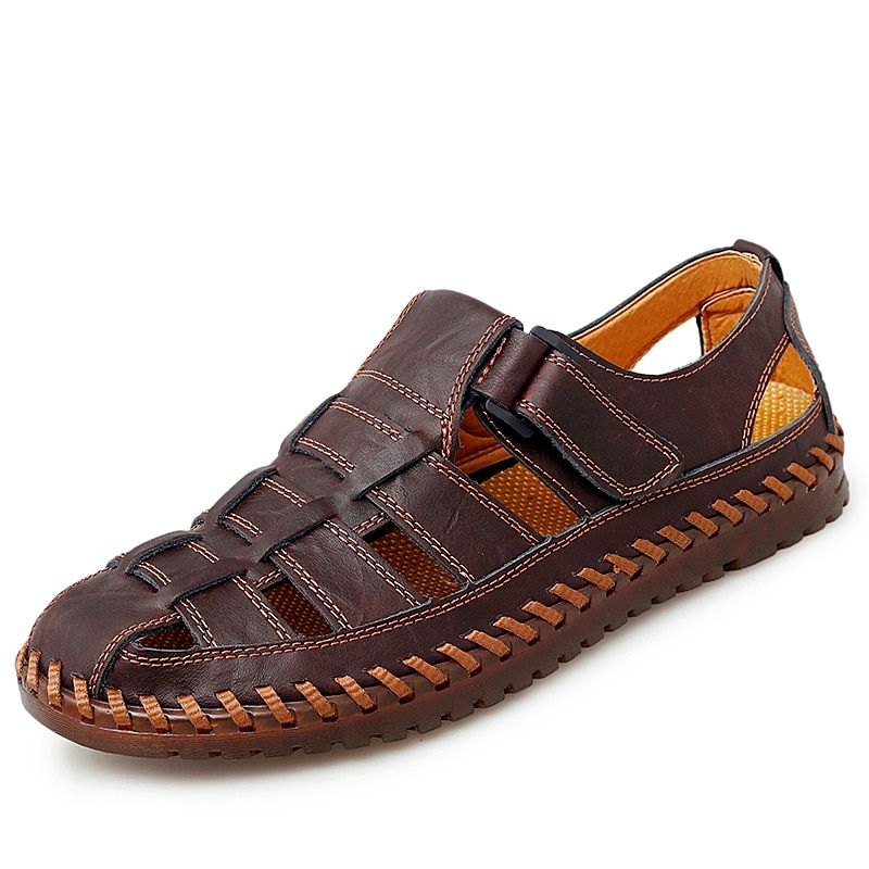 New Summer  Leather Roman Men's Sandals Business Casual Shoes Outdoor Beach Wading Slippers Men's Shoes Big Size 38-48
