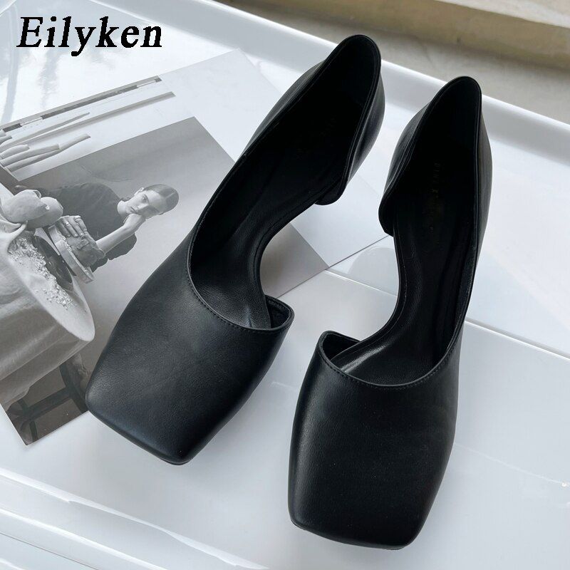 Elegant Women Pump Shoes Solid Color Square Toe Ladies Runway Middle Heel Pink Wedding Party Footwear