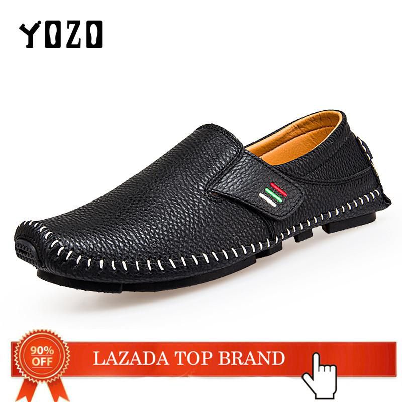Men Shoes Loafers Flats Leather Shoes Moccasins Casual Shoes Breathable Peas Shoes Lok Fu Shoes Large Size 37-48