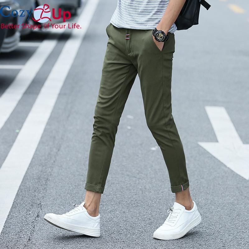 Casual Pants Men Casual Feet Stretch Straight Youth Slim Fit Chinos Trousers for Male