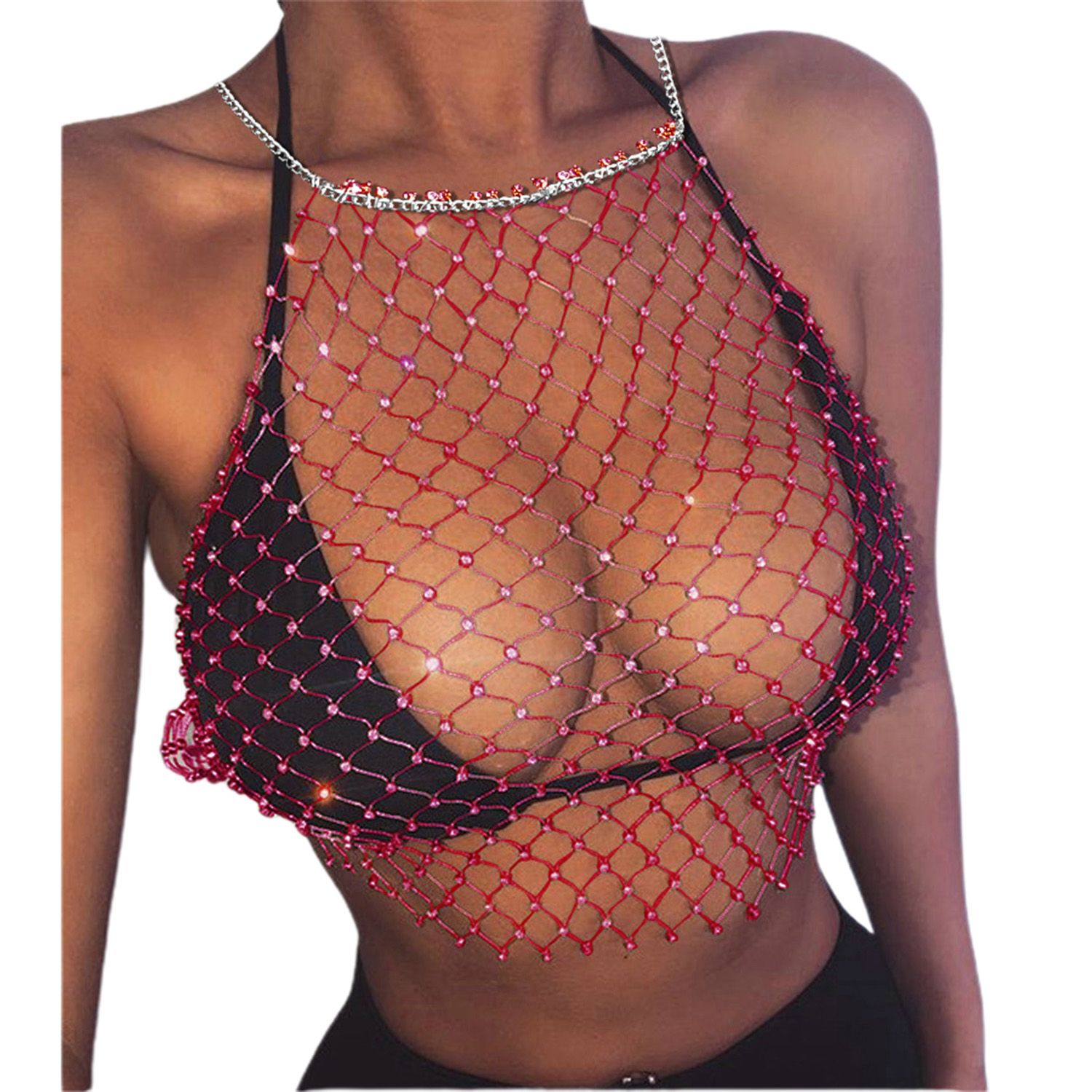 Women's Summer  Metal Camisole Solid Color Sleeveless Backless Hanging Neck Hollow Out Vest