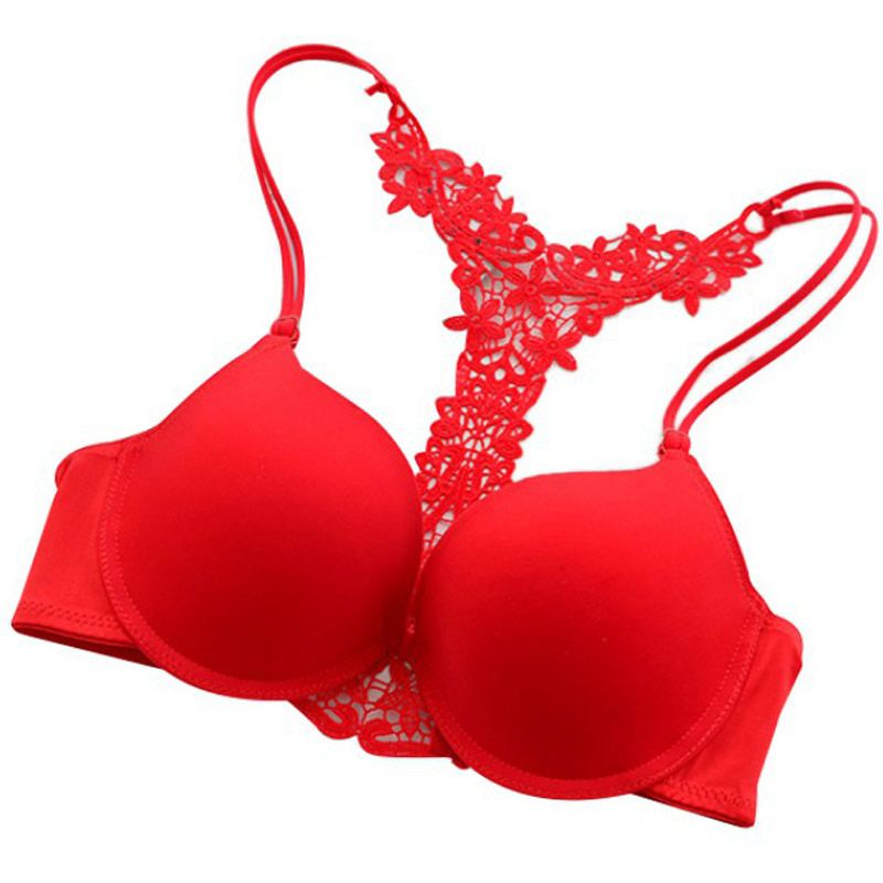 2018 Women Brassiere Front Closure Lace Racer Back Push Up Seamless Bra Racerback  Lady Bra Underwear Gather Girls bralette