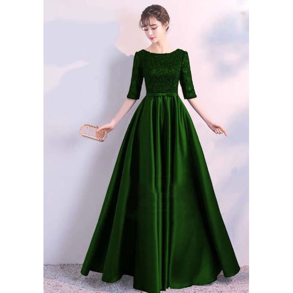 Latest Glamour Long Dresses Silk Fabric China Embroidery Work Gown for Woman-2