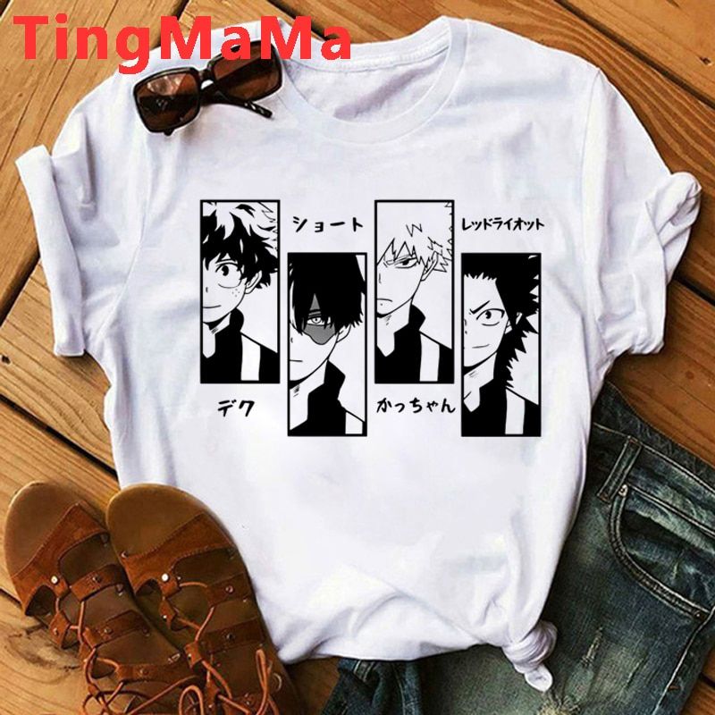 Jnese Anime My Hero Academia T-shirts Men Kawaii Cartoon Summer Tops Shoto Todoroki Graphic Tees UniHarajuku T Shirt Male