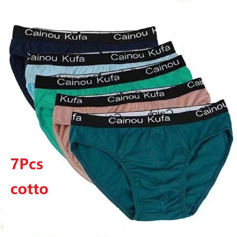 7Pcs/Lot Men'S Men'S Mid-Waist Briefs Cotton Loose And Breathable 7XL Large Size Briefs In Random Colors