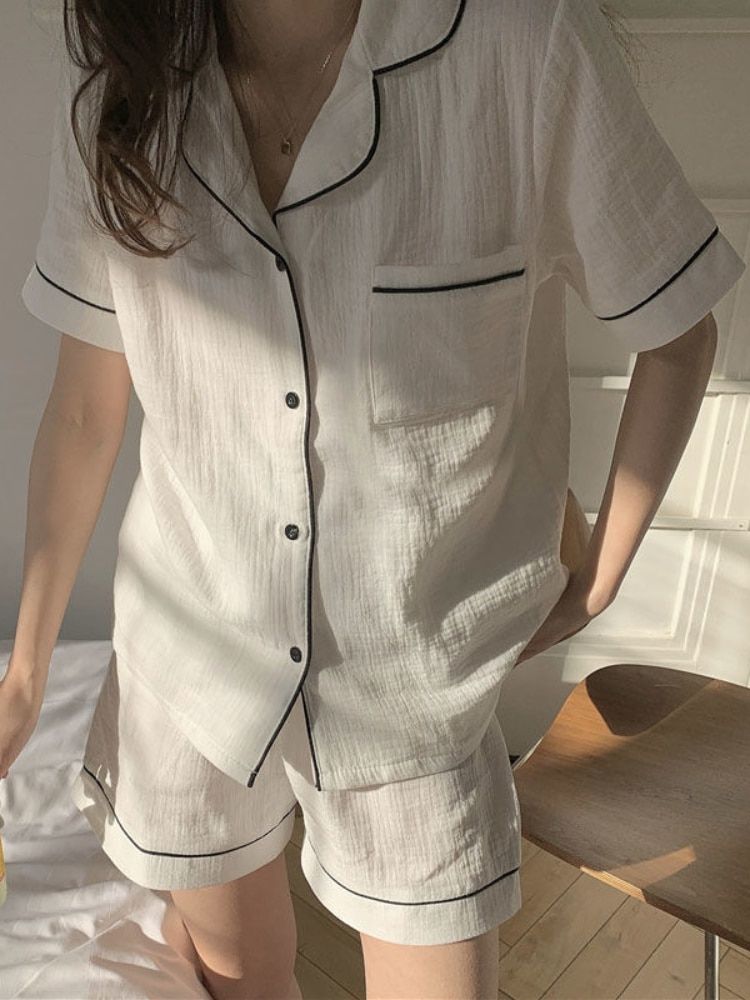Pajama Set Women Sweet Cute Cartoon Fashion Summer Short Sleeve Homewear Korean Style Elastic High Waist Trouser Loose Sleepwear