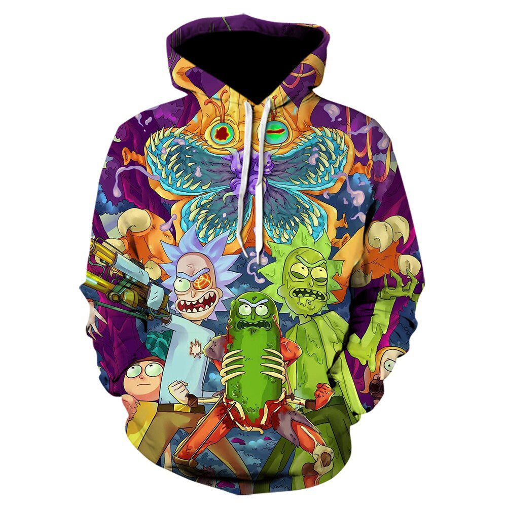 autumn and winter 3D printing Rick men's size hoodie