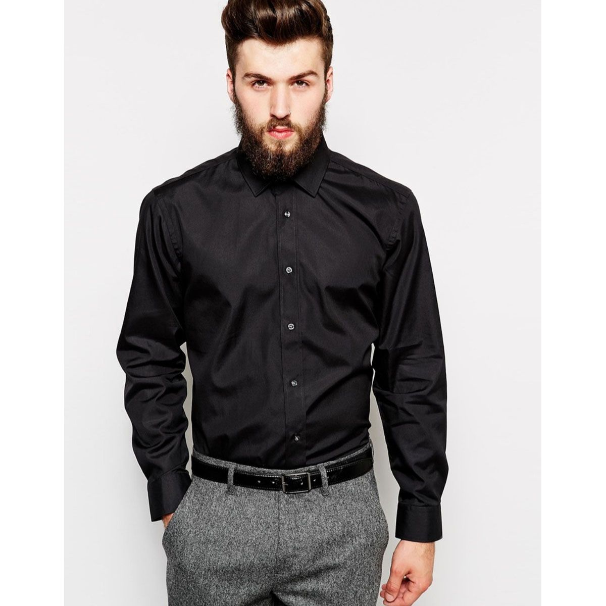 Man's premium full black shirt