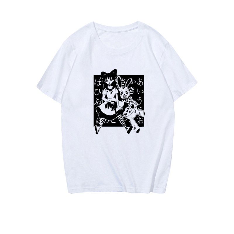 Harajuku Aesthetic Gothic Punk Cartoon Short Sleeve O-Neck Tops Women T-Shirts Dropshipping Summer Loose Oversize Street Clothes