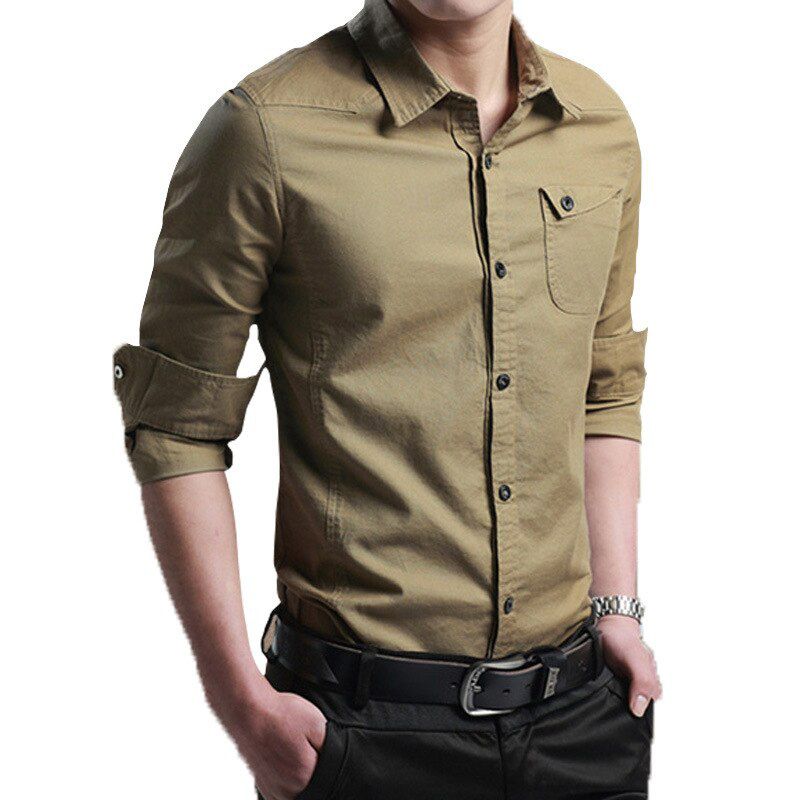 Autumn Spring Men's Dress Shirt Long Sleeve High Quality Business Men Shirt New Fashion Casual Slim Fit No Ironing Button Blouse