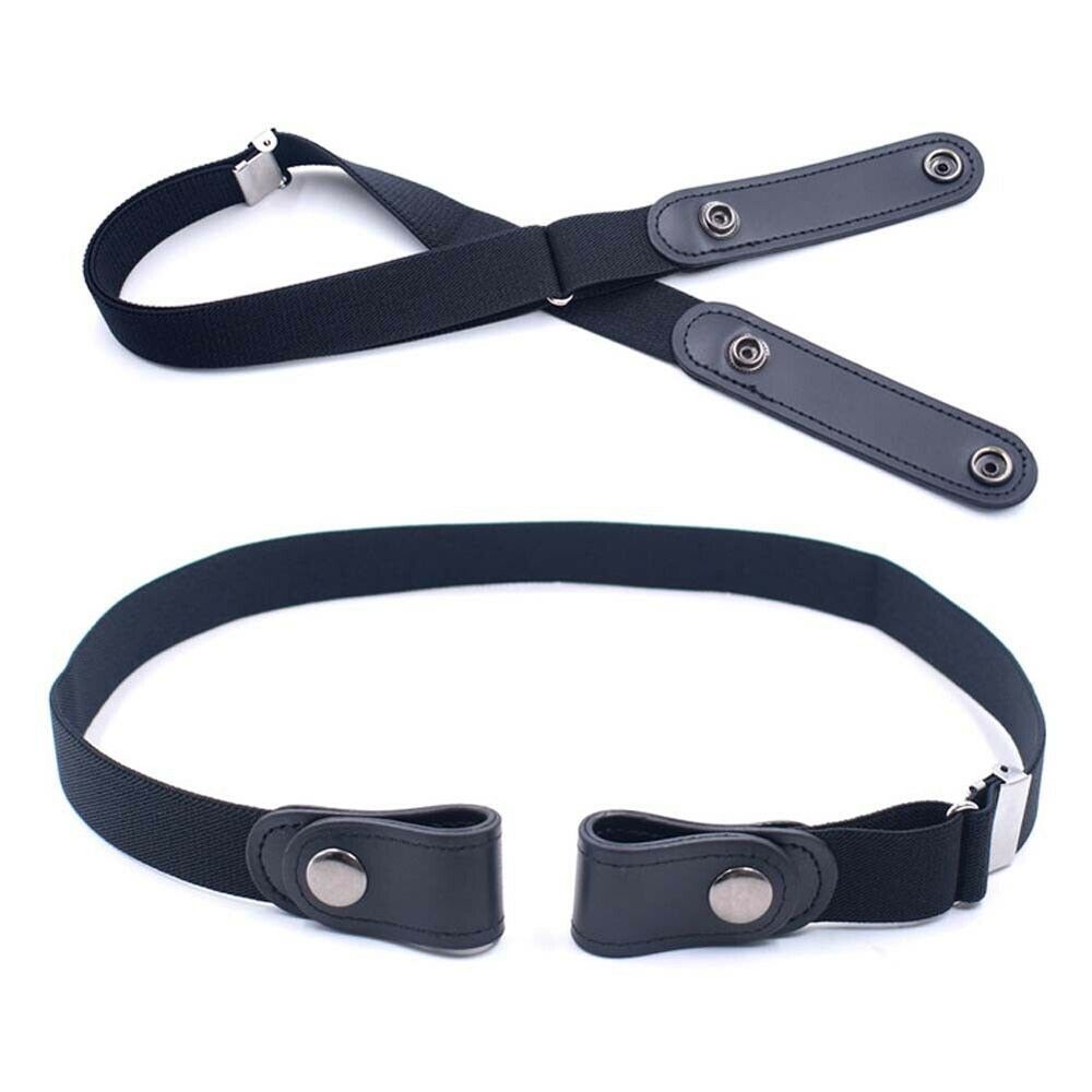 7 Colors Women Buckle-Free Elastic Belts Invisible Belt for Jeans No Bulge Hassle Band Fashion Casual Button Canvas Belt