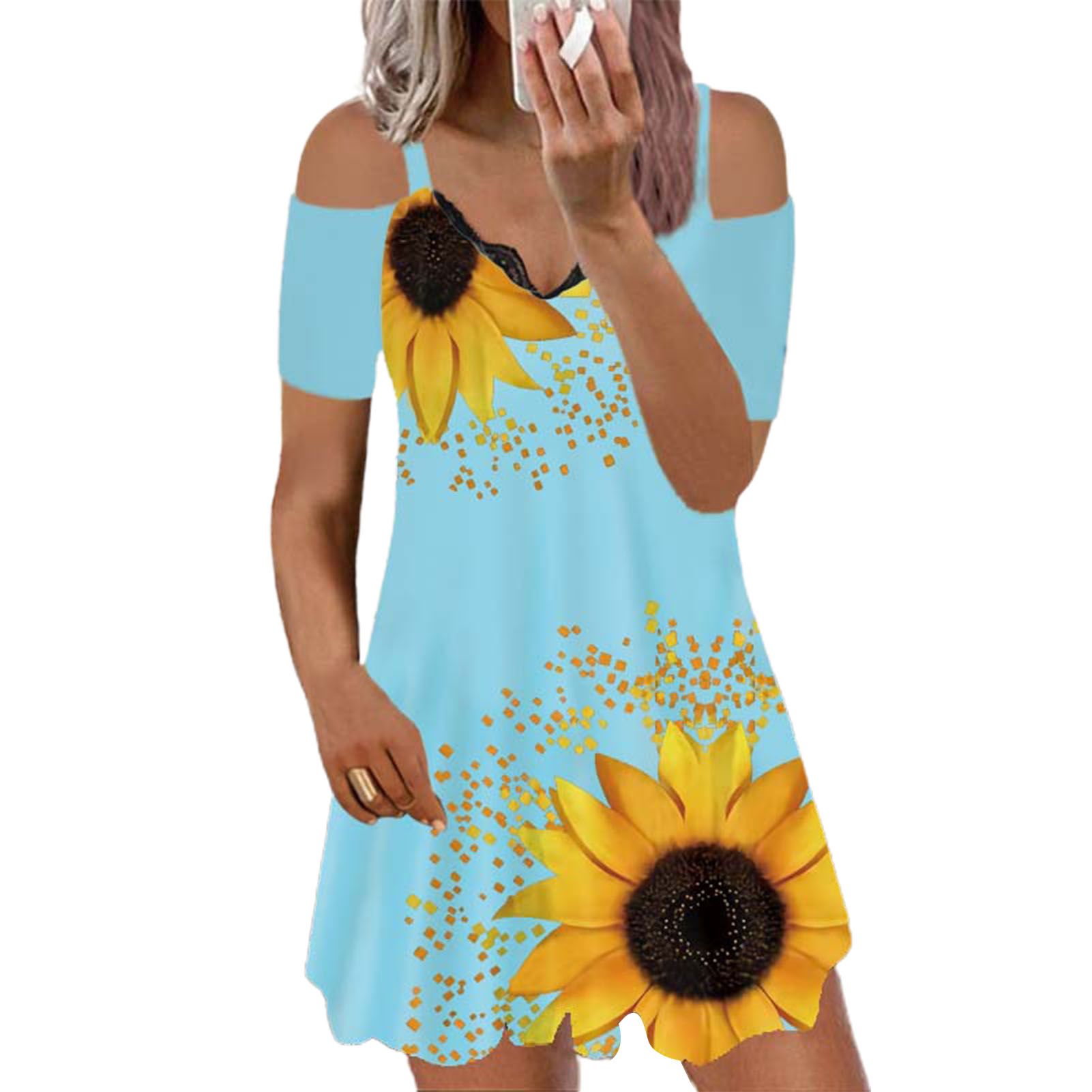 Amamia Dress Baggy Sunflower Short Dress