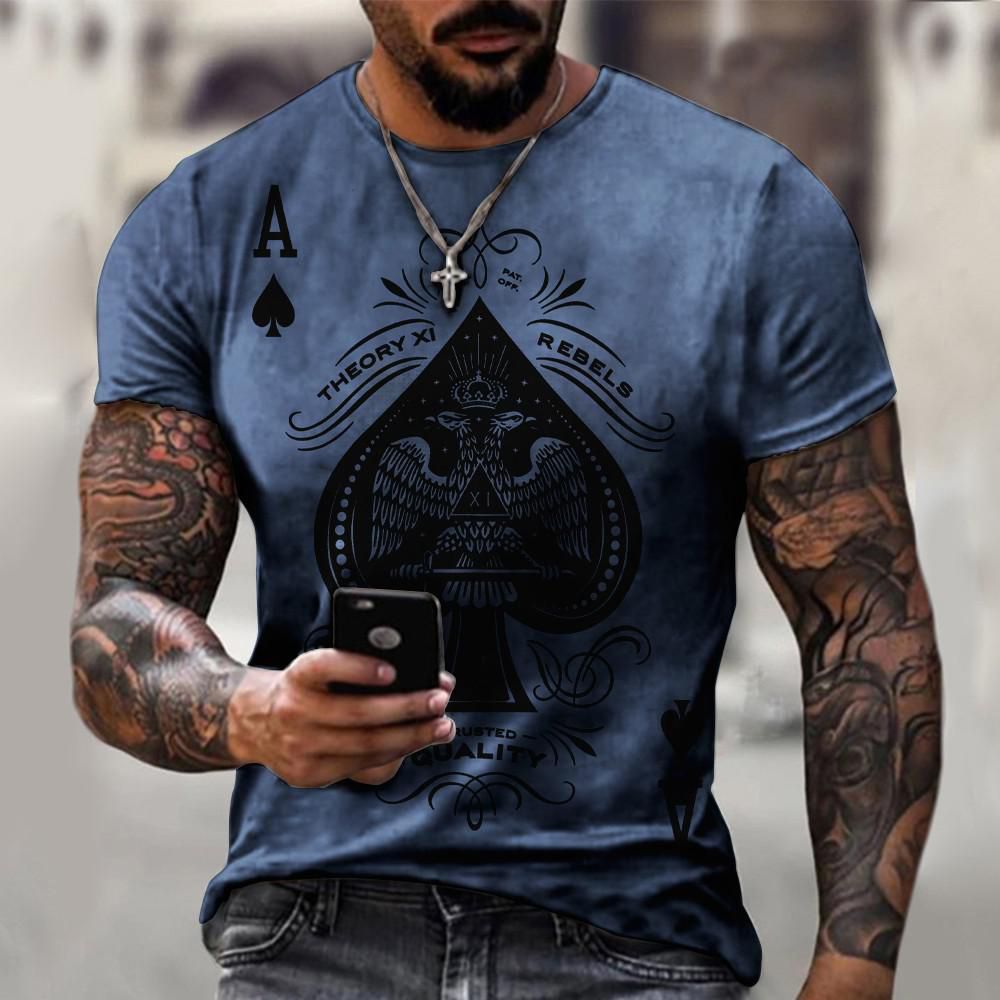 summer T-shirt Short Sleeve 3D Card Print Men's T Shirt Fashion Retro Fashion Male Casual Streetwear Oversieze T Shirt(null)