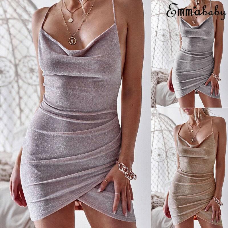 Women Slim Sleeveless Backless Mini Dress