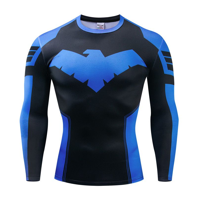 New Nightwing 3D Printed T-shirts Men Long Sleeve Cosplay Costume Fitness Clothing Male Tops Halloween Costumes For Men Pri