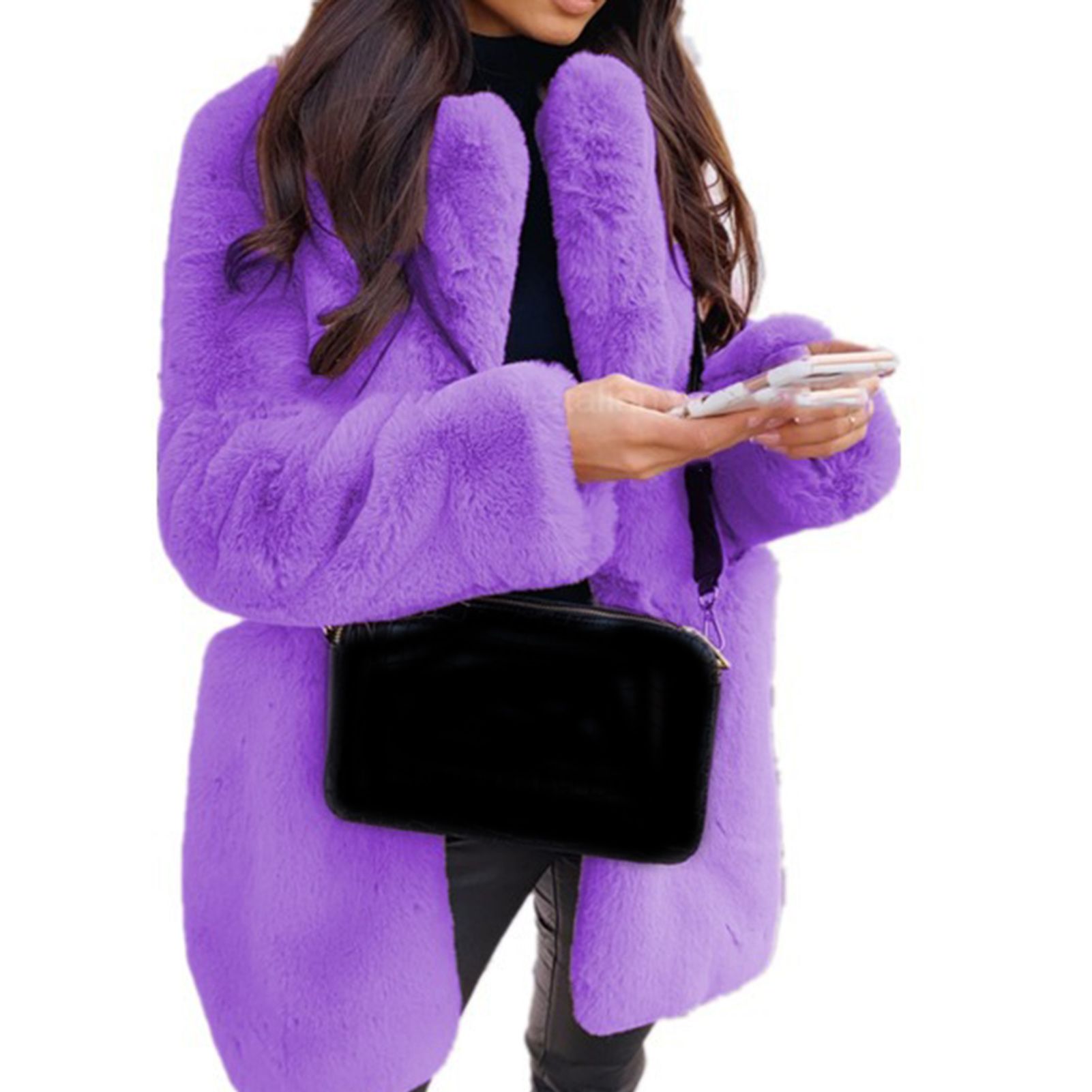 Faux Fur Overcoat Single Breasted Mid-length Thermals Coat
