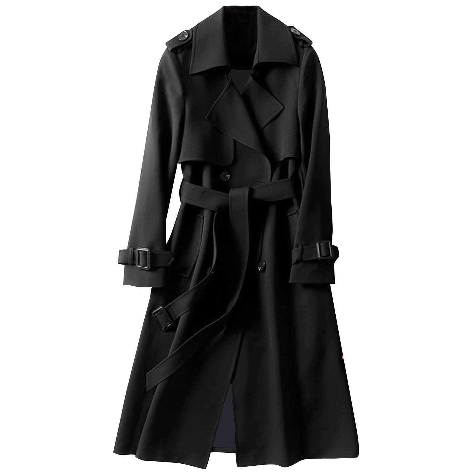 Women's Long Trench Coats Autumn Elegant Women Trench Lace Up Waist Casual Solid V Neck Overcoat Slim Long Sleeve Windbreak