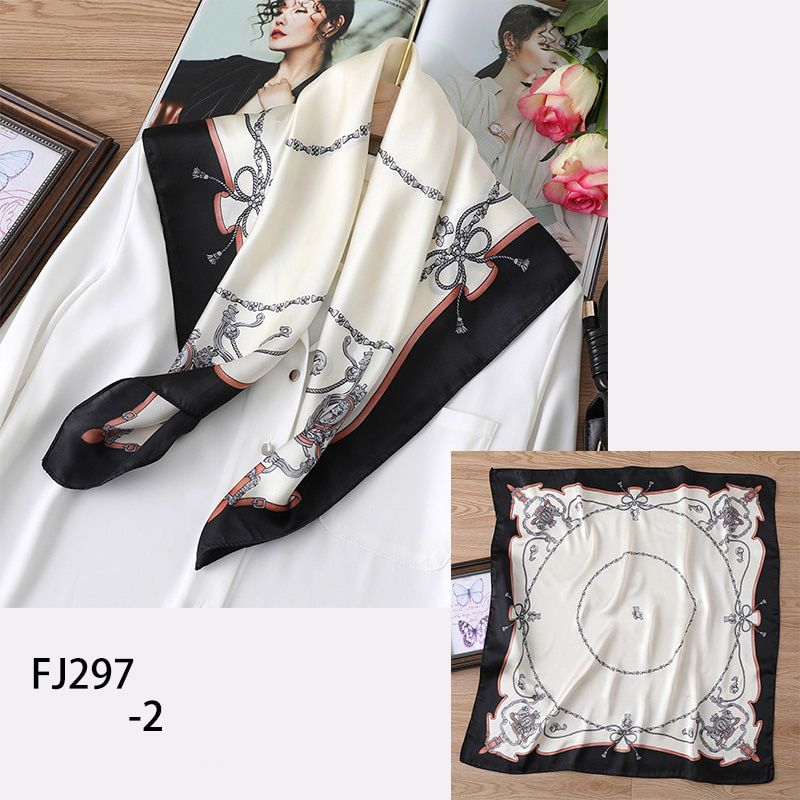 2021 New Design Women Silk Scarf Square Neck Shawls Foulard Lady Pashmina Solid Geometric Bandana Hair Band Kerchief