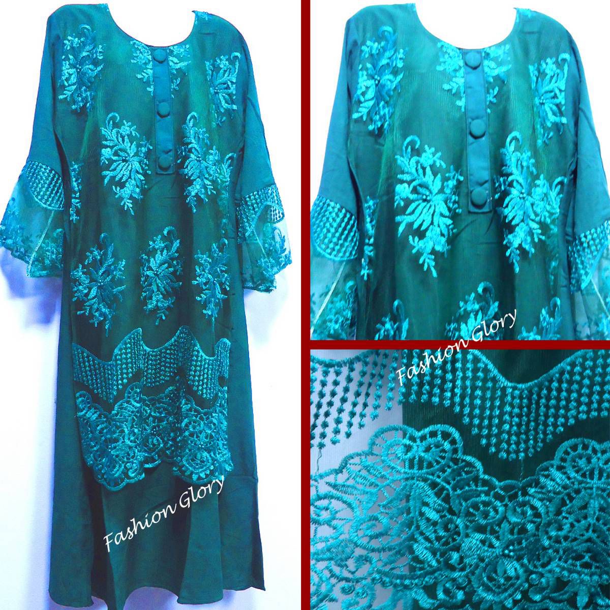 New Exclusive Green Hot Net With Embroidery Long Kurtis For Stylish Women