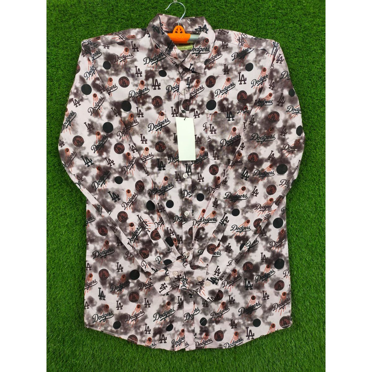 Black and White Cotton Casual Long Sleeve Shirt for Men