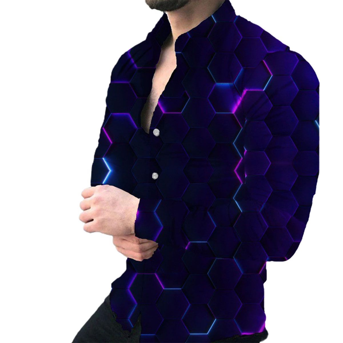 Work Shirt Fine Sewing Crafts Slim Fit Ink Flower Printing Shirt
