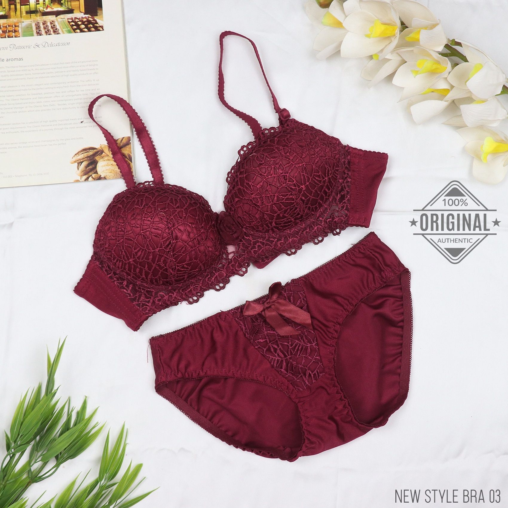 Modern Push Up Bra and Panty Set Girl Floral Lace Underwear Set for Women