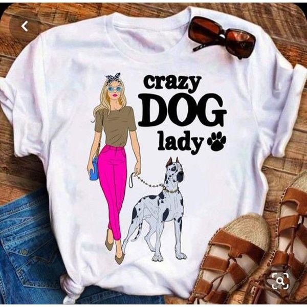 Crazy Dog Lady Logo Design T-Shirt - T Shirt For Man