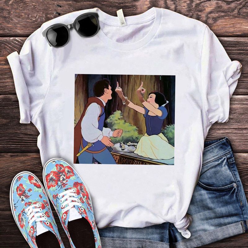Kawaii Disney Princess Aesthetic Y2K T Shirt Women Dark Snow White Grunge Tshirt Graphic Vintage Cute Anime T-shirt Female