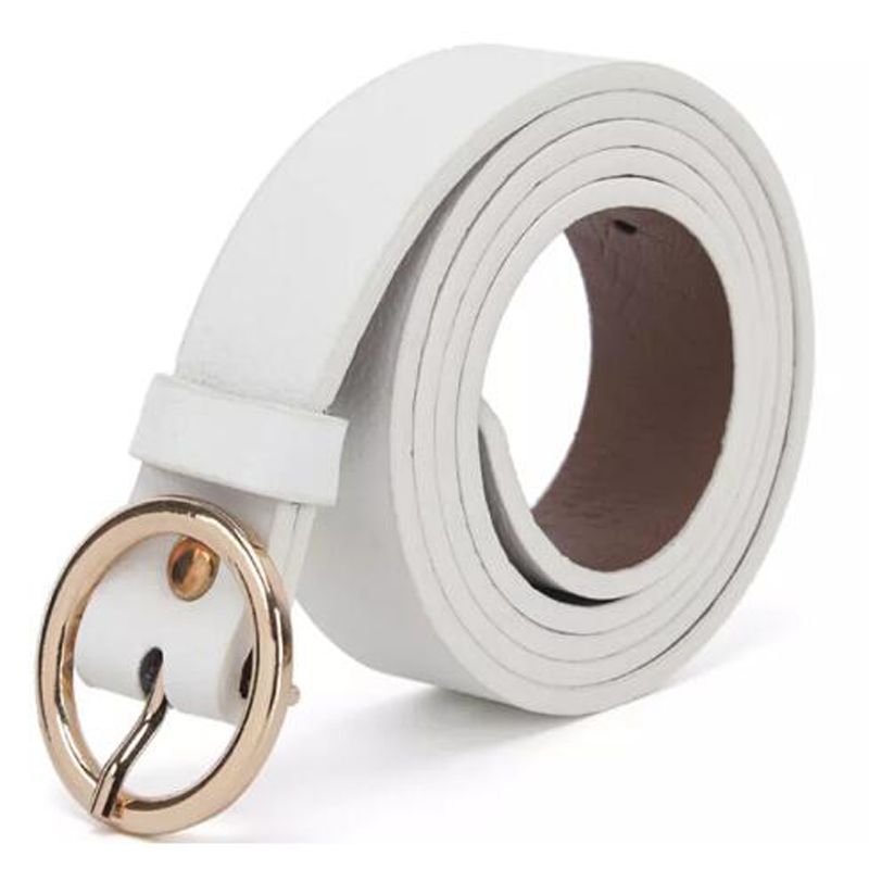 【ALLGOOD】Women Lady Vintage Metal Leather Round Buckle Waist Belt Waistband