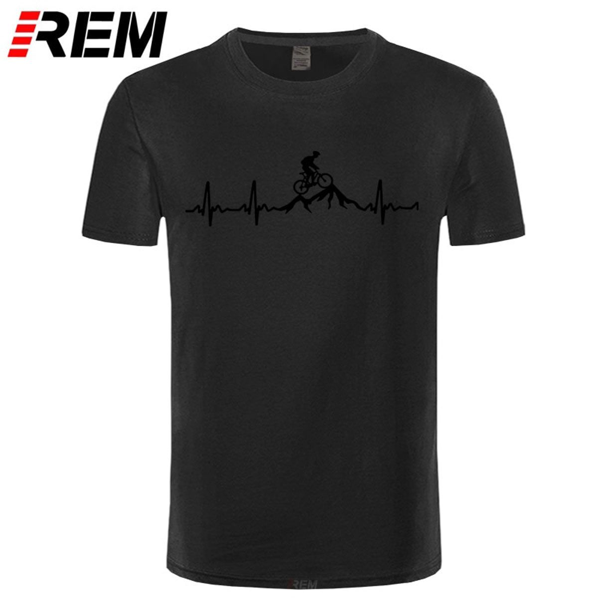 Mountain Bike Heartbeat Funny MTB Dirt Bike T Shirt Plus Size Custom Short Sleeve Men's T-shirt Fashion Family Cotton