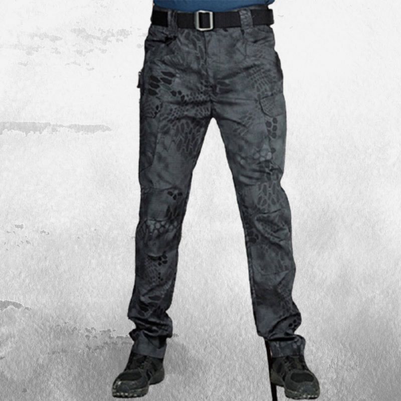 Tactical Pants Men Elastic Outdoor   Trousers Men Multi-Pocket Waterproof Wear Resistant Casual Cargo Pants