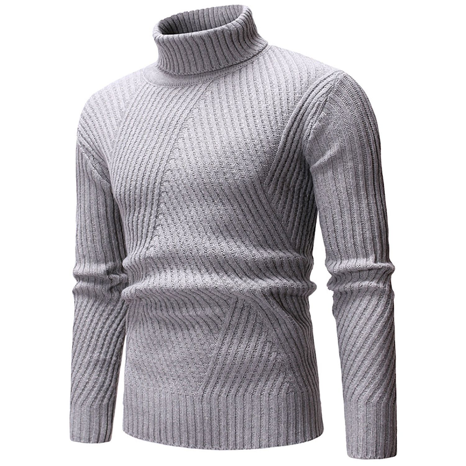 Knitted Sweater Handsome Solid Color Men Pullover Knitwear